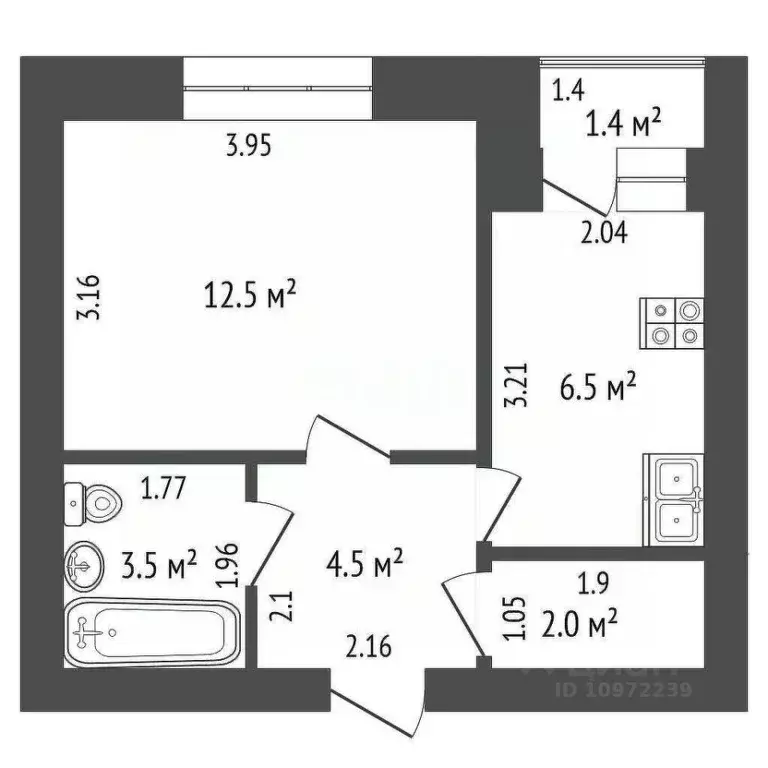 1-к кв. Башкортостан, Стерлитамак Михайловский мкр, ул. Сазонова, 26 ... - Фото 2