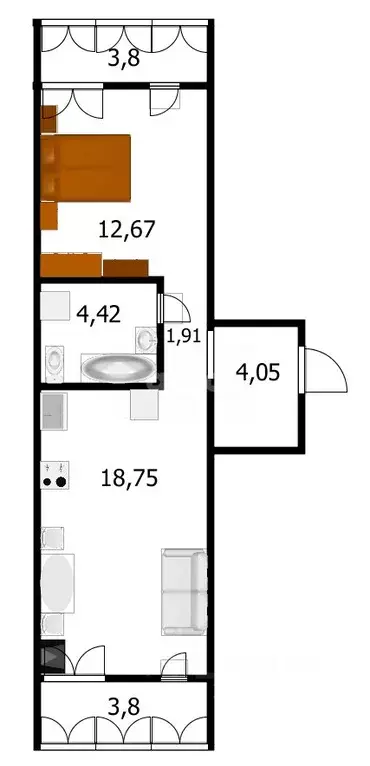 1-к кв. Краснодарский край, Анапа ул. Адмирала Пустошкина, 16 (41.8 м) - Фото 2