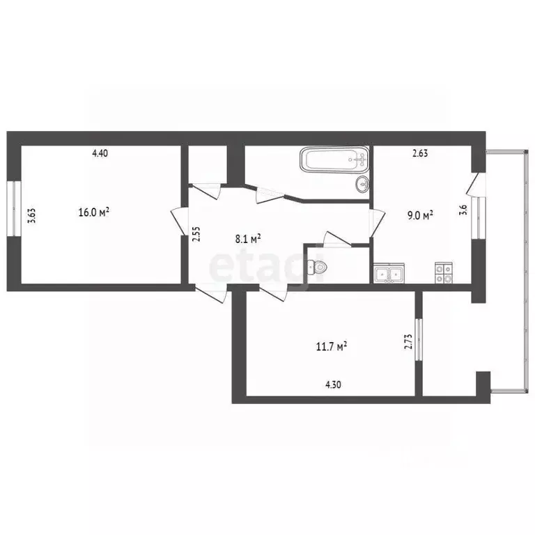 2-к кв. Крым, Бахчисарай ул. Советская, 18 (52.1 м) - Фото 1