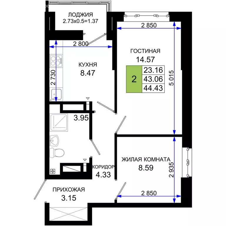 2-комнатная квартира: Ростов-на-Дону, квартал Нефтекачка, жилой ... - Фото 0