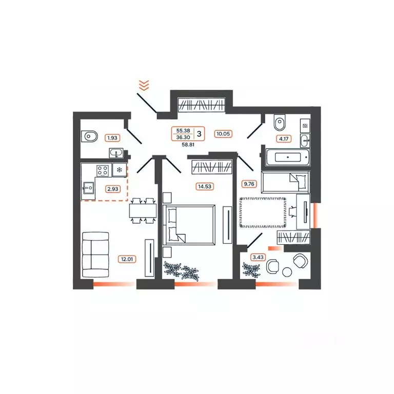 3-к кв. Ростовская область, Батайск ул. Дружная, 10 (58.81 м) - Фото 1