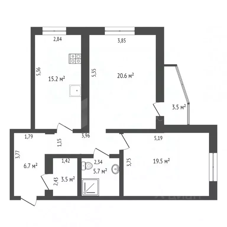 2-к кв. Тюменская область, Тюмень Широтная ул., 167к1 (75.1 м) - Фото 2
