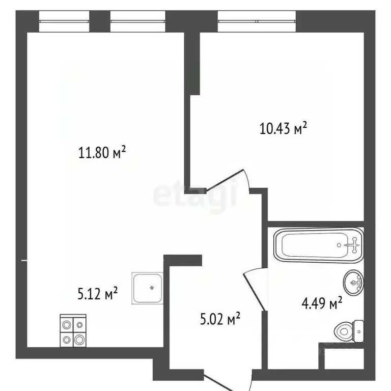1-к кв. Тюменская область, Тюмень ул. Новоселов, 96 (37.0 м) - Фото 2