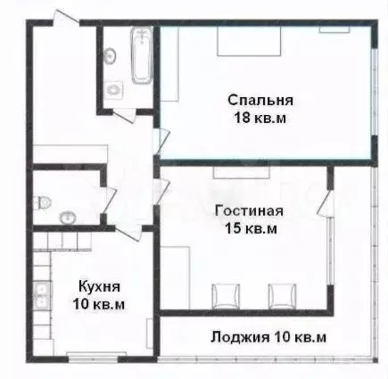 2-к. квартира, 66 м, 2/17 эт. - Фото 0