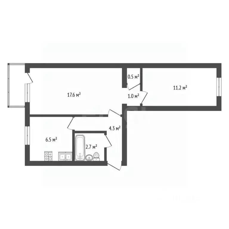 2-к кв. Севастополь ул. Хрусталева, 29 (43.8 м) - Фото 2