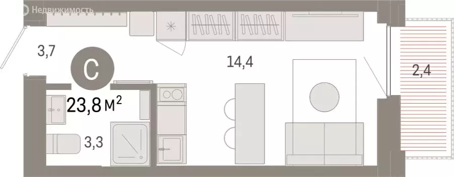 Квартира-студия: Тюмень, Центральный округ (23.81 м) - Фото 0