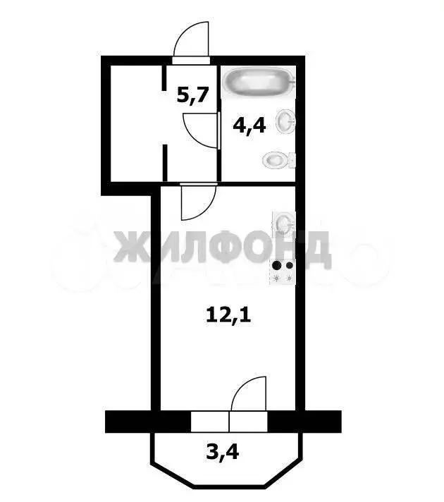 Квартира-студия, 27,6 м, 2/17 эт. - Фото 0