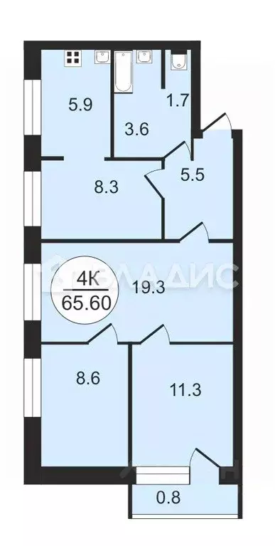 4-к кв. Карелия, Медвежьегорск ул. Карла Маркса, 16 (65.6 м) - Фото 1