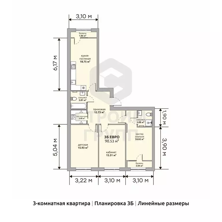 3-комнатная квартира: Ковров, Озёрная улица, 35 (90.53 м) - Фото 1