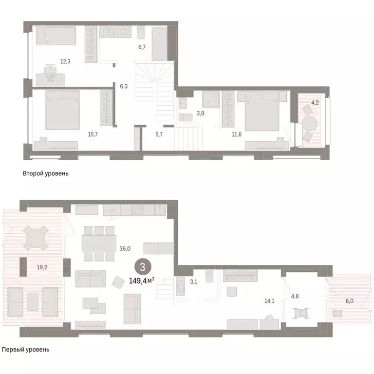 3-комнатная квартира: Тюмень, ЖК Дом у Озера (149.43 м) - Фото 2