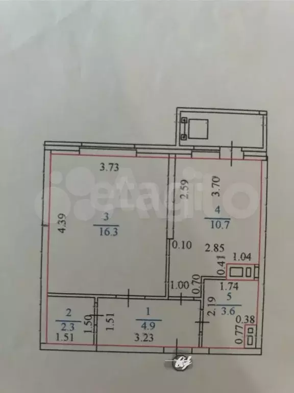 1-к. квартира, 39,8 м, 6/7 эт. - Фото 0