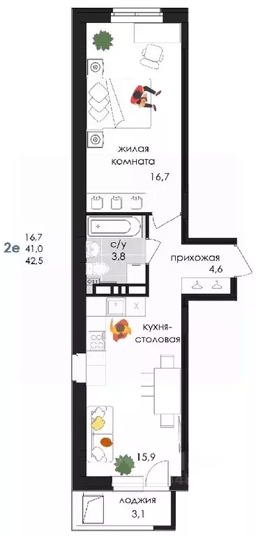 2-к кв. Пермский край, Пермь ул. Лифанова, 38 (42.5 м) - Фото 0