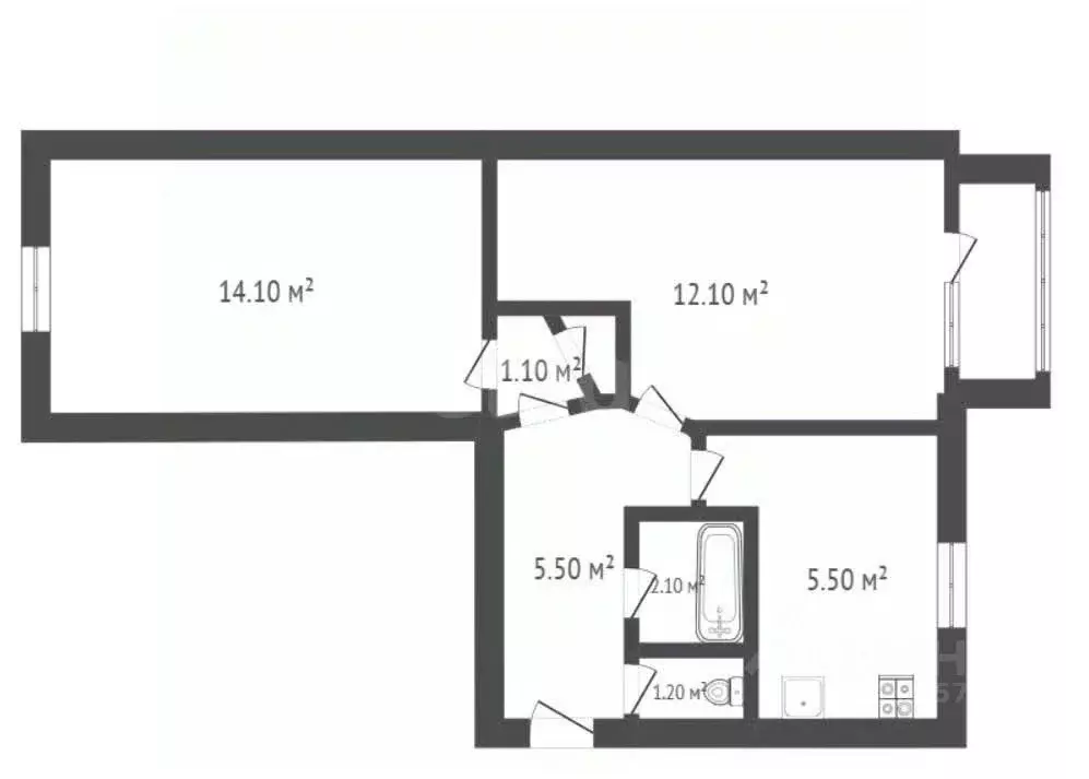 2-к кв. Воронежская область, Борисоглебск Советская ул., 119 (42.2 м) - Фото 2