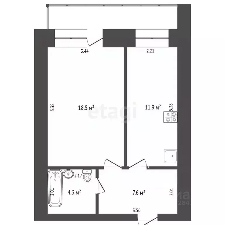 1-к кв. Вологодская область, Череповец ул. Командарма Белова, 46А ... - Фото 2