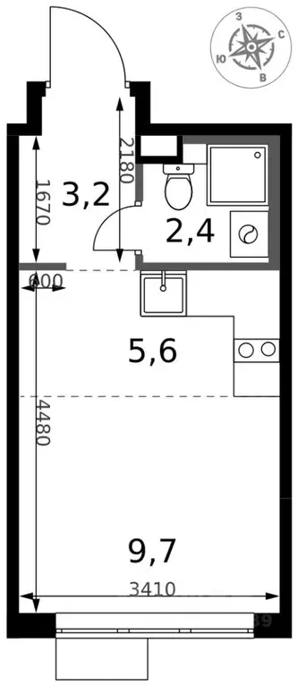 Студия Московская область, Химки Клязьма-Старбеево мкр, Международный ... - Фото 1