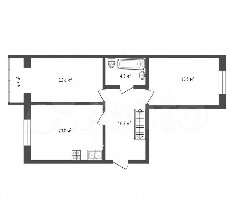 2-к. квартира, 98 м, 4/4 эт. - Фото 0
