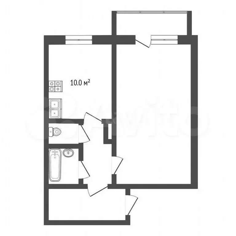 1-к. квартира, 28,7 м, 8/9 эт. - Фото 1