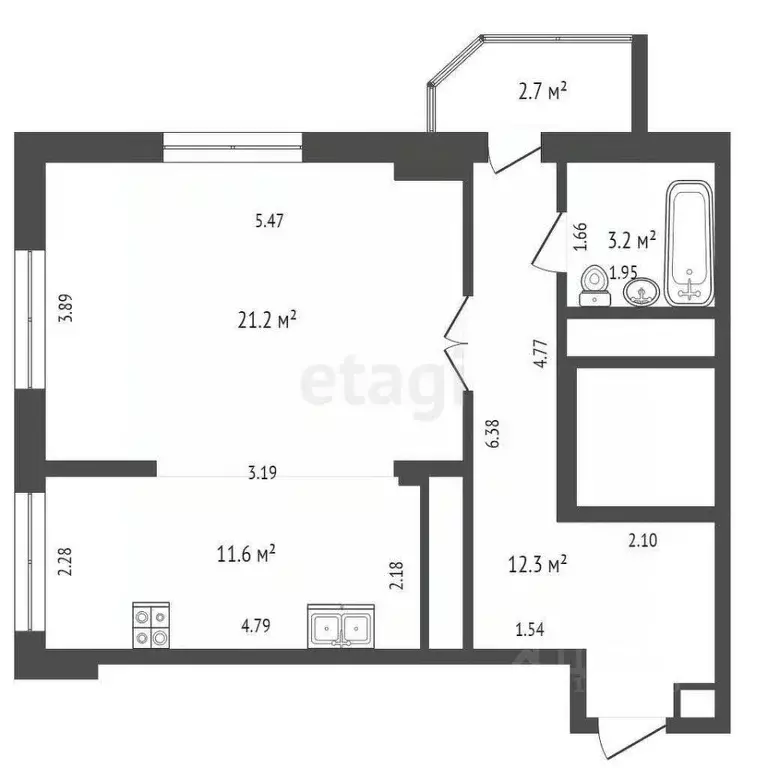 1-к кв. Тюменская область, Тюмень ул. Максима Горького, 68к1 (48.3 м) - Фото 0