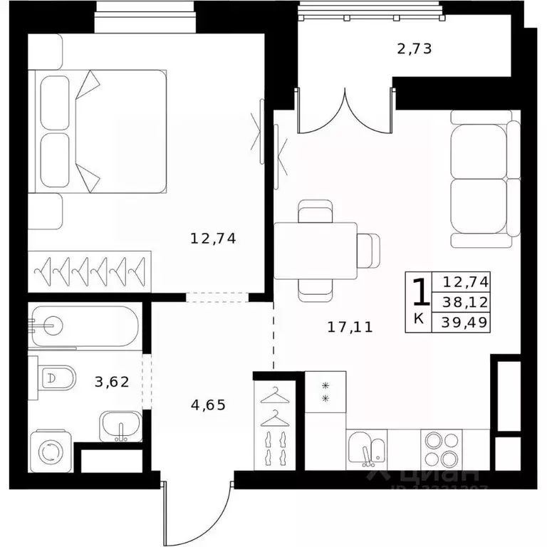 1-к кв. Нижегородская область, Нижний Новгород Ленгородок мкр, Мед ... - Фото 1