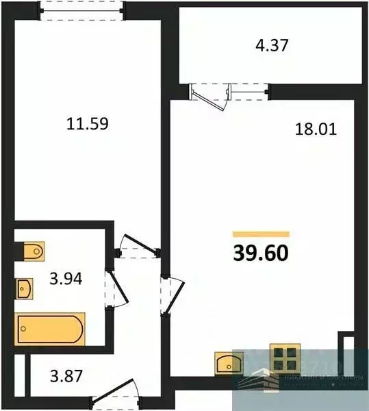 1-к кв. Воронежская область, Воронеж Краснознаменная ул., 72 (39.6 м) - Фото 0