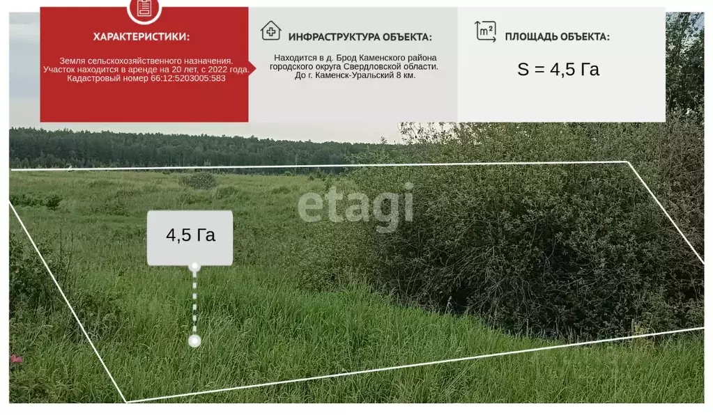 Участок в Свердловская область, Каменский муниципальный округ, д. Брод ... - Фото 1