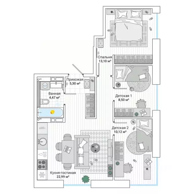 3-к кв. Приморский край, Владивосток ул. Нейбута (65.6 м) - Фото 1
