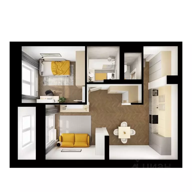 1-к кв. Амурская область, Благовещенск ул. 50 лет Октября, 265 (46.6 ... - Фото 2