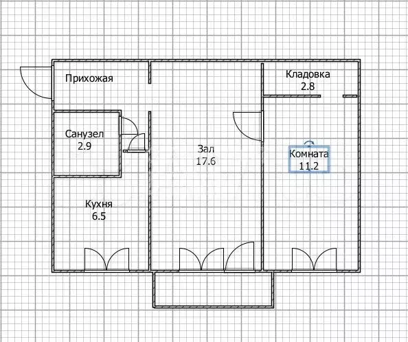 2-к. квартира, 45,6 м, 4/5 эт. - Фото 1