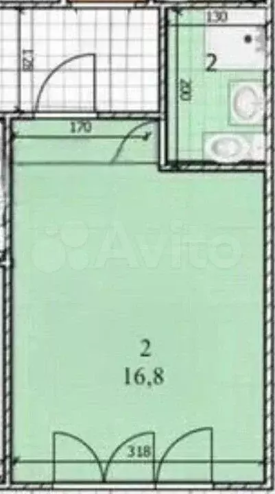 Квартира-студия, 17 м, 1/9 эт. - Фото 0