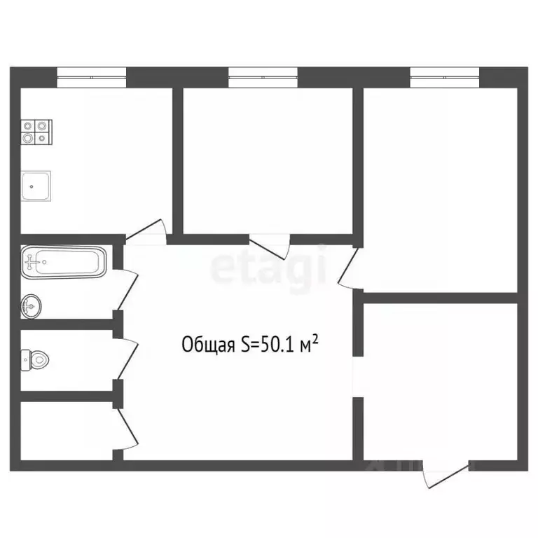 3-к кв. Кемеровская область, Ленинск-Кузнецкий ул. Розы Люксембург, 47 ... - Фото 1