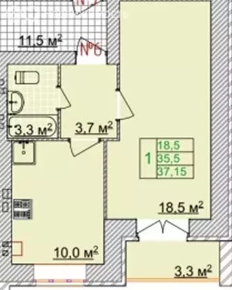 1-комнатная квартира: Ярославль, улица Комкора Хрипина, 3 (37.15 м) - Фото 2
