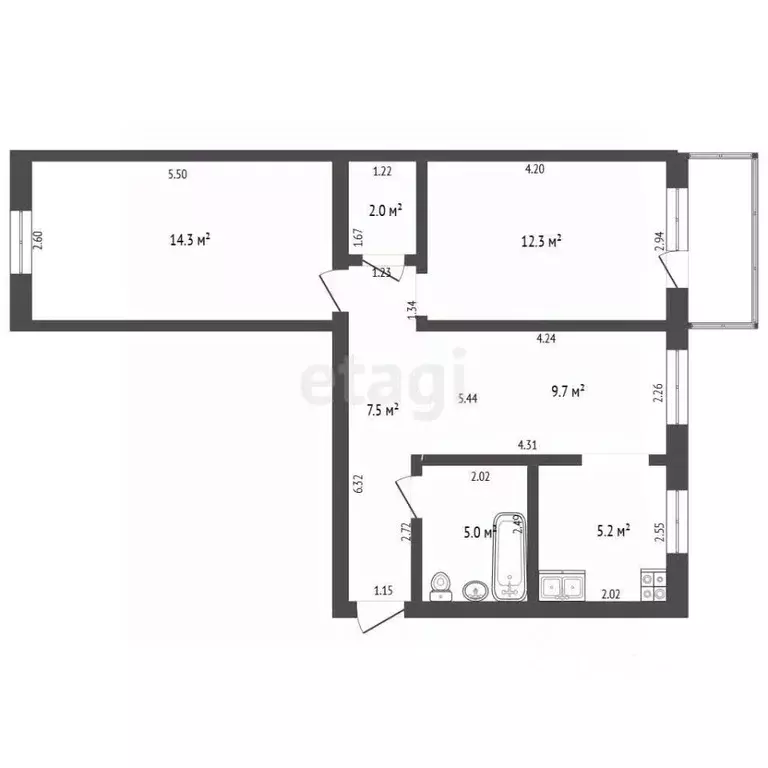 2-к кв. Алтайский край, Барнаул ул. Георгия Исакова, 174 (56.0 м) - Фото 2
