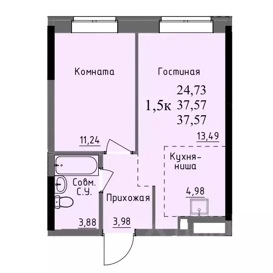 1-к кв. Удмуртия, Ижевск ул. Ключевой Поселок, 23литА (37.6 м) - Фото 0