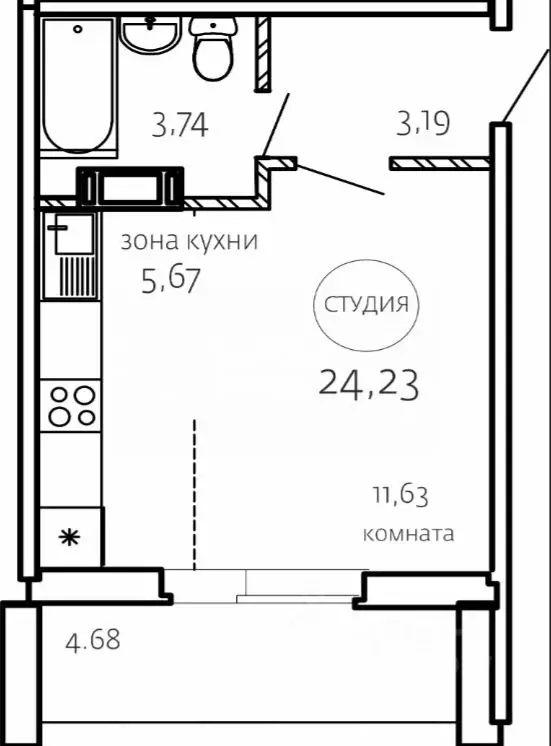 Студия Челябинская область, Челябинск ул. Маршала Чуйкова, 30 (27.23 ... - Фото 1