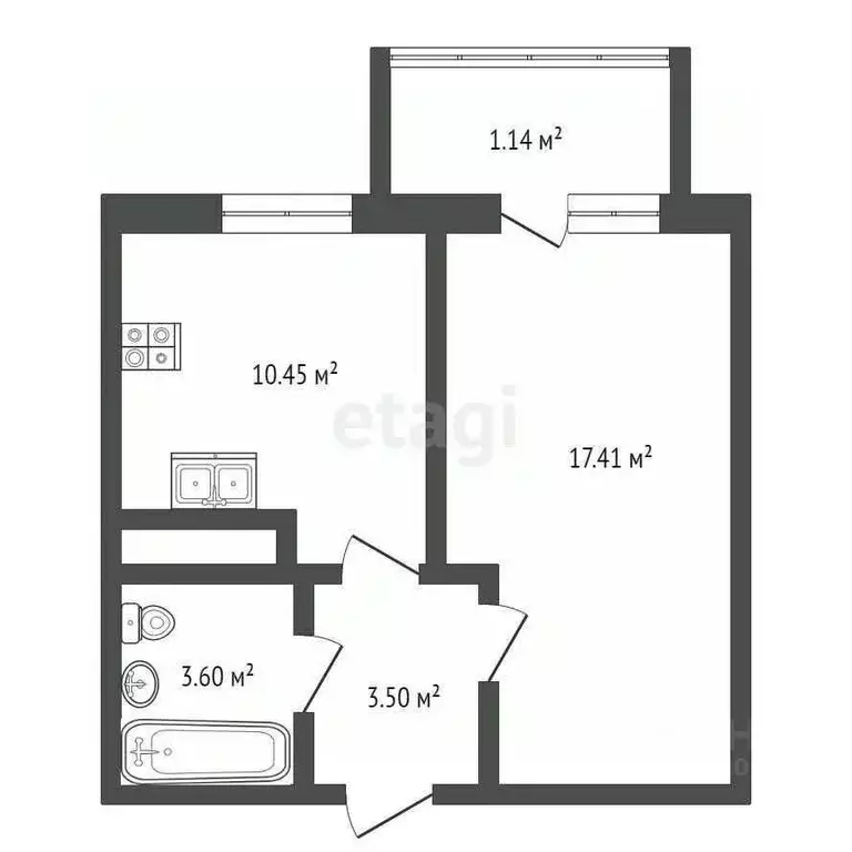 1-к кв. Крым, Саки ул. Набережная (30.0 м) - Фото 1