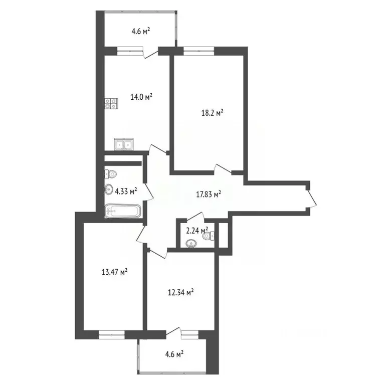 3-к кв. Московская область, Реутов Садовый проезд, 9 (87.0 м) - Фото 2