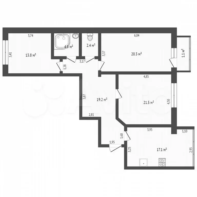 3-к. квартира, 100 м, 8/11 эт. - Фото 0