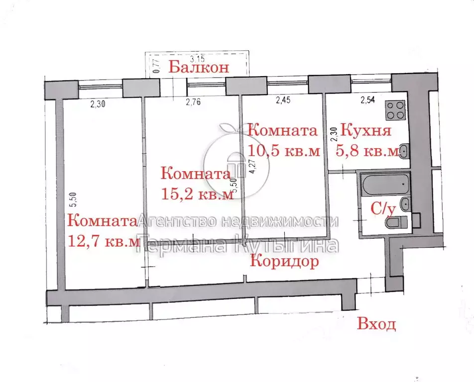 3-к кв. Волгоградская область, Волгоград ул. Таращанцев, 2 (53.7 м) - Фото 1