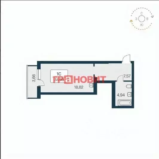 Студия Новосибирская область, Новосибирск Затулинский жилмассив, ул. ... - Фото 1