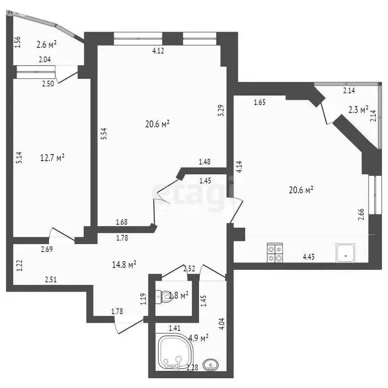 2-комнатная квартира: Тюмень, улица Василия Гольцова, 3 (75 м) - Фото 0