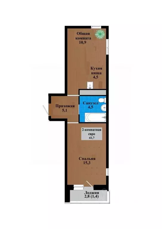 2-к кв. Забайкальский край, Чита просп. Маршала Жукова (42.0 м) - Фото 1