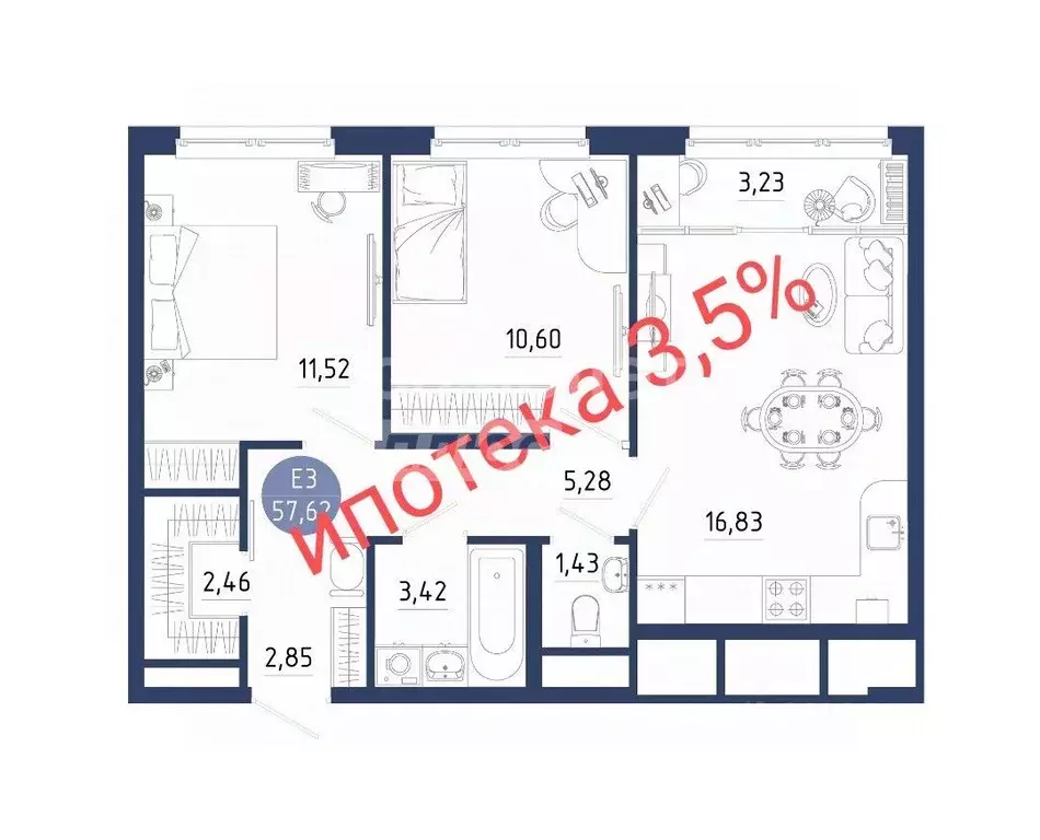 2-к кв. Рязанская область, Рязанский район, Дядьковское с/пос, с. ... - Фото 1