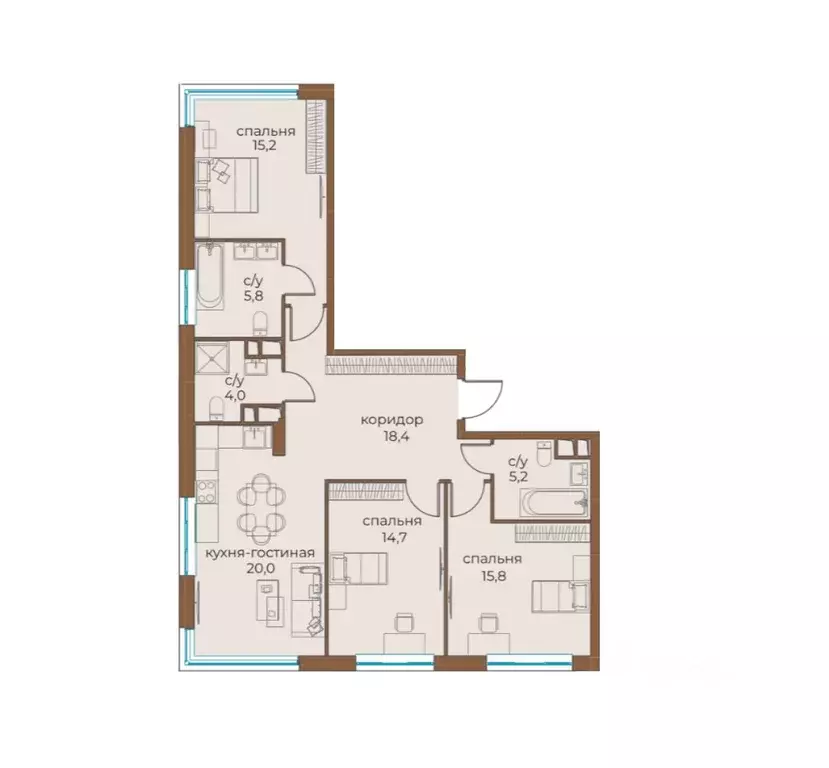 3-к кв. Москва ул. Нижние Мневники, 20 (100.0 м) - Фото 2