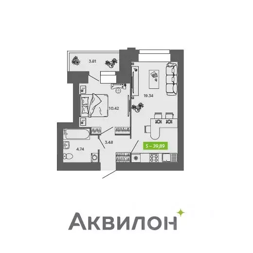 1-к кв. Архангельская область, Северодвинск Аквилон Листва жилой ... - Фото 0