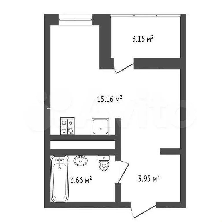 Квартира-студия, 22 м, 4/17 эт. - Фото 1
