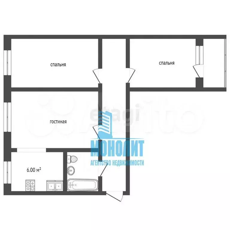 4-к. квартира, 55 м, 3/5 эт. - Фото 0