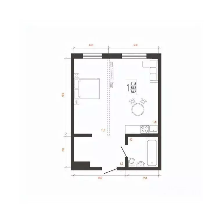 1-к кв. Иркутская область, Иркутск Свои Вместе жилой комплекс (38.2 м) - Фото 1