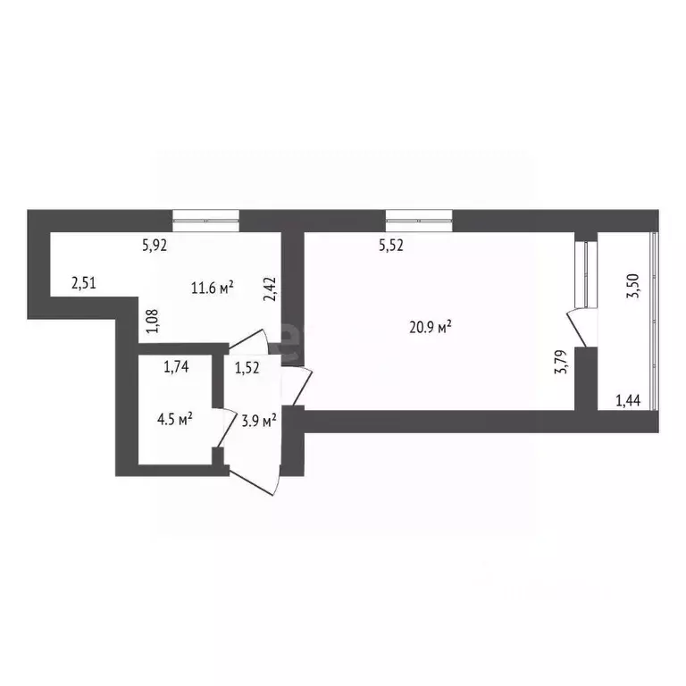 1-к кв. Амурская область, Благовещенск Тополиная ул., 82 (45.0 м) - Фото 1