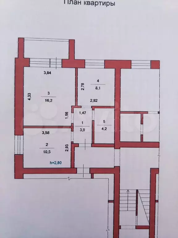 2-к. квартира, 44,7 м, 1/3 эт. - Фото 0