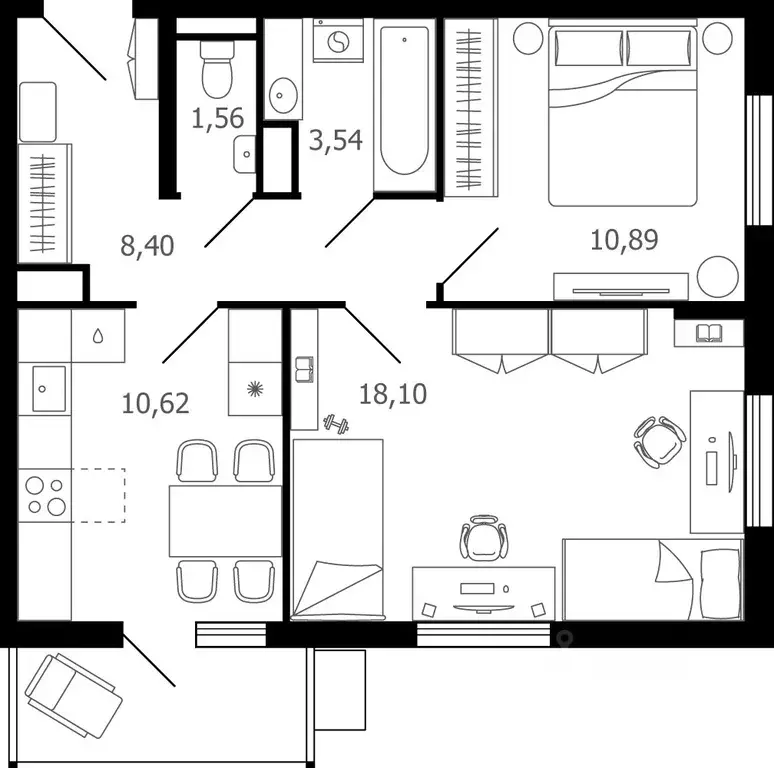 2-к кв. Московская область, Раменское ул. Семейная, 7 (54.2 м) - Фото 0